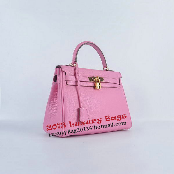 Hermes Kelly 28cm Shoulder Bags Sakura Grainy Leather Gold