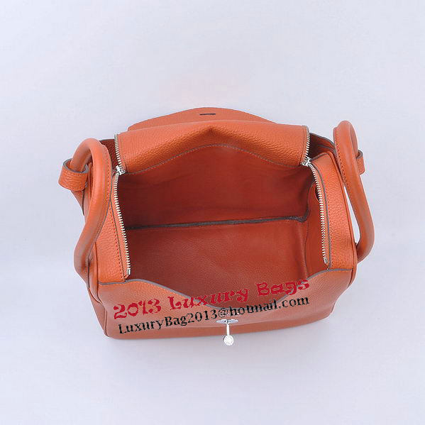 Hermes Lindy 30CM Grainy Leather Shoulder Bag H6207 Orange