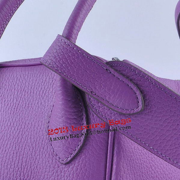 Hermes Lindy 30CM Grainy Leather Shoulder Bag H6207 Purple