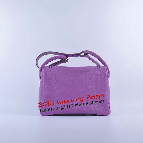 Hermes Lindy 30CM Grainy Leather Shoulder Bag H6207 Purple