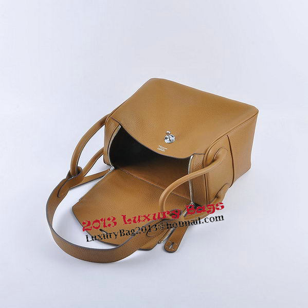 Hermes Lindy 30CM Grainy Leather Shoulder Bag H6207 Wheat
