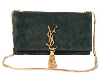YSL Monogramme Cross-body Shoulder Bag Suede Leather Y311214 Green