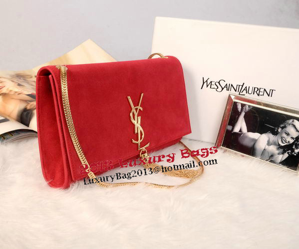 YSL Monogramme Cross-body Shoulder Bag Suede Leather Y311214 Red