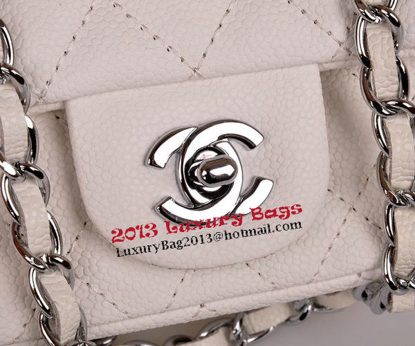 Chanel mini Classic Flap Bag White Cannage Pattern 1117 Silver
