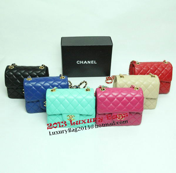 Chanel mini Classic Flap Bag Apricot Leather 1115 Gold Chain