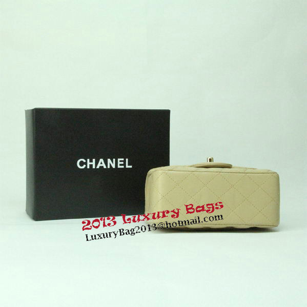 Chanel mini Classic Flap Bag Apricot Leather 1115 Gold Chain