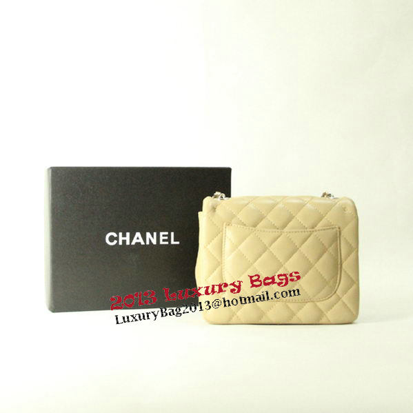 Chanel mini Classic Flap Bag Apricot Leather 1115 Silver Chain