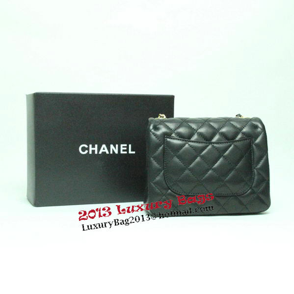 Chanel mini Classic Flap Bag Black Leather 1115 Gold Chain