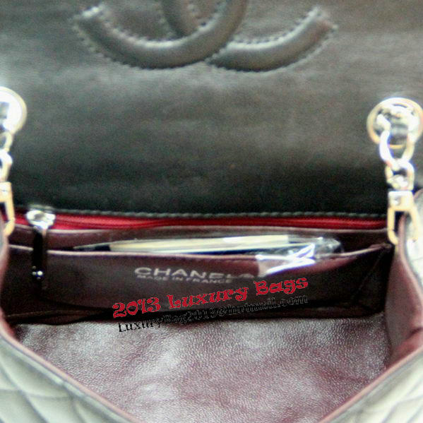 Chanel mini Classic Flap Bag Black Leather 1115 Silver Chain