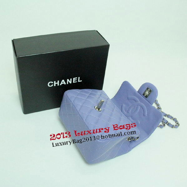 Chanel mini Classic Flap Bag Lavender Leather 1115 Silver Chain