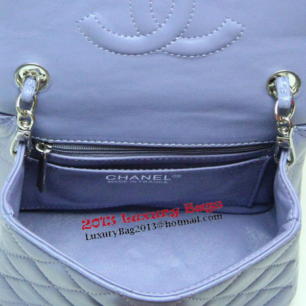 Chanel mini Classic Flap Bag Lavender Leather 1115 Silver Chain