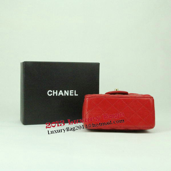 Chanel mini Classic Flap Bag Red Leather 1115 Gold Chain