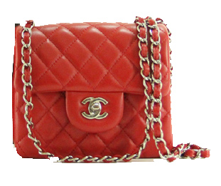 Chanel mini Classic Flap Bag Red Leather 1115 Silver Chain