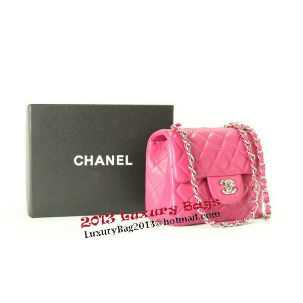 Chanel mini Classic Flap Bag Rose Leather 1115 Silver Chain