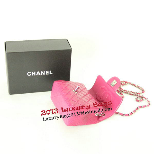 Chanel mini Classic Flap Bag Rose Leather 1115 Silver Chain