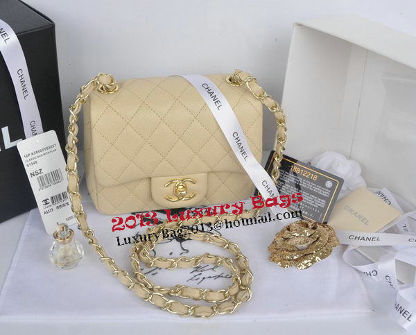 Chanel mini Classic Flap Bag Apricot Cannage Pattern 1115 Gold