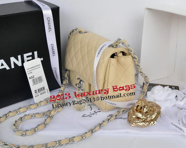 Chanel mini Classic Flap Bag Apricot Cannage Pattern 1115 Silver