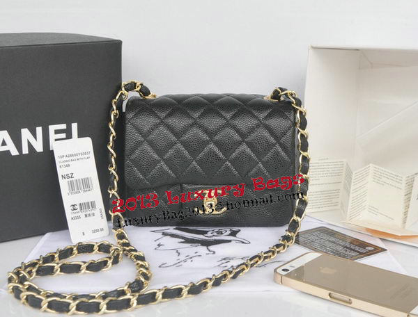 Chanel mini Classic Flap Bag Black Cannage Pattern 1115 Gold