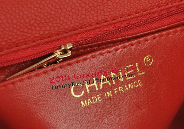 Chanel mini Classic Flap Bag Red Cannage Pattern 1115 Gold