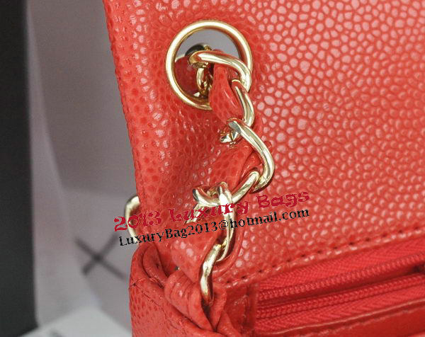 Chanel mini Classic Flap Bag Red Cannage Pattern 1115 Gold