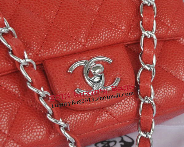Chanel mini Classic Flap Bag Red Cannage Pattern 1115 Silver