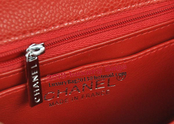 Chanel mini Classic Flap Bag Red Cannage Pattern 1115 Silver