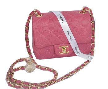 Chanel mini Classic Flap Bag Rose Cannage Pattern 1115 Gold