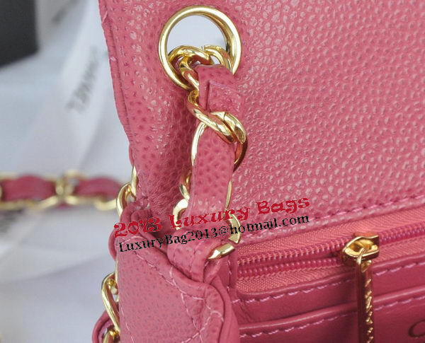 Chanel mini Classic Flap Bag Rose Cannage Pattern 1115 Gold
