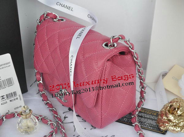 Chanel mini Classic Flap Bag Rose Cannage Pattern 1115 Silver