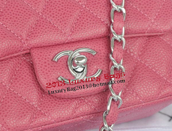Chanel mini Classic Flap Bag Rose Cannage Pattern 1115 Silver