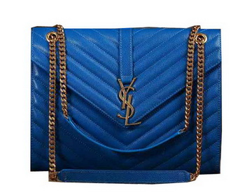 Saint Laurent Classic Monogramme Cannage Pattern Flap Bag Y5480 Blue
