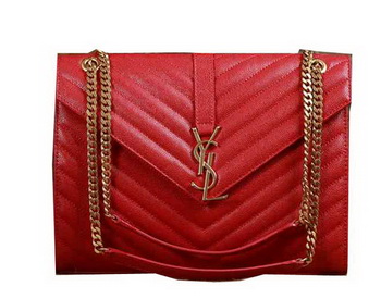Saint Laurent Classic Monogramme Cannage Pattern Flap Bag Y5480 Red