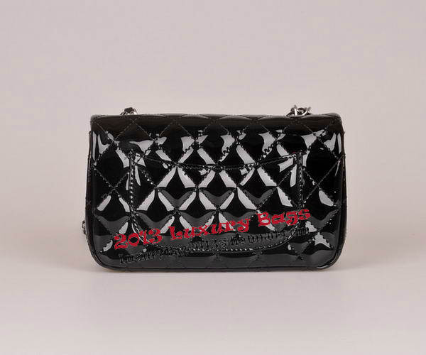 Chanel mini Classic Flap Bag Black Patent Leather 1117 Silver