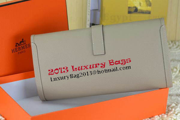 Hermes Jige Clutch Bag Calfskin Leather Grey