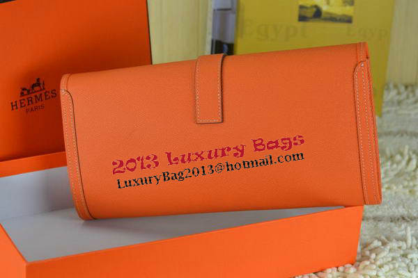 Hermes Jige Clutch Bag Calfskin Leather Orange