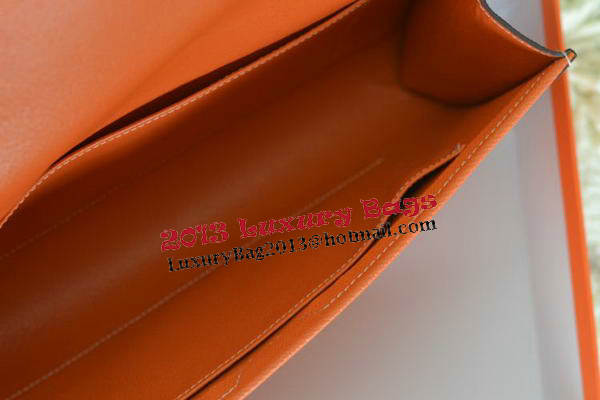 Hermes Jige Clutch Bag Calfskin Leather Orange
