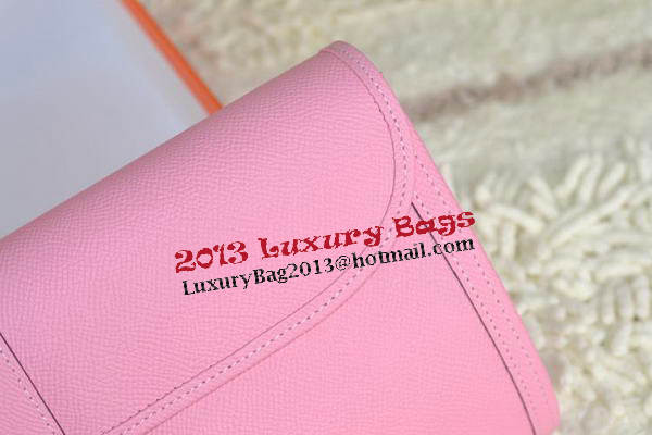 Hermes Jige Clutch Bag Calfskin Leather Pink