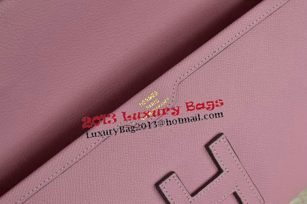 Hermes Jige Clutch Bag Calfskin Leather Pink