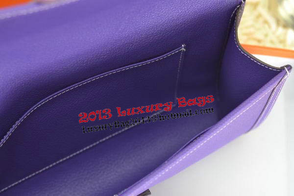 Hermes Jige Clutch Bag Calfskin Leather Purple