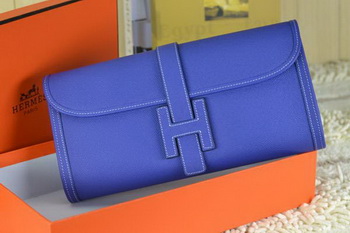 Hermes Jige Clutch Bag Calfskin Leather Royal