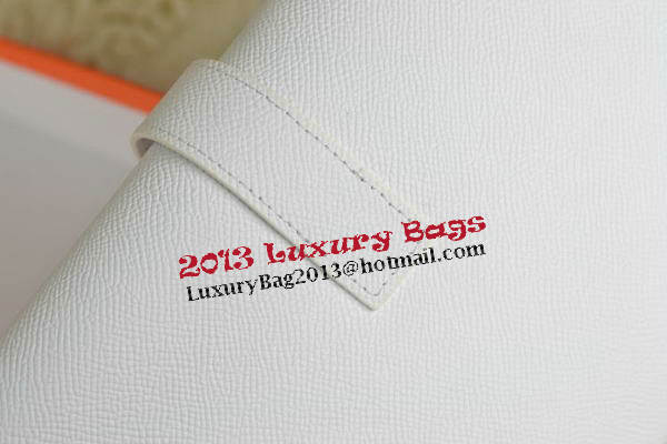 Hermes Jige Clutch Bag Calfskin Leather White
