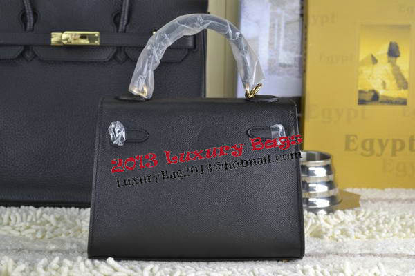 Hermes Kelly 22cm Tote Bag Calfskin Leather Black