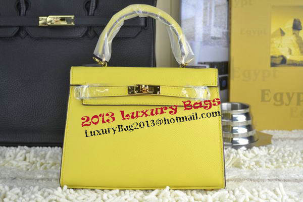 Hermes Kelly 22cm Tote Bag Calfskin Leather Lemon