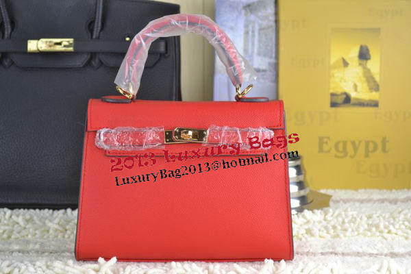 Hermes Kelly 22cm Tote Bag Calfskin Leather Red