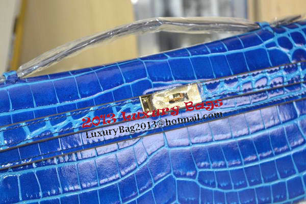 Hermes Kelly Clutch Bag Croco Leather K31 Royal