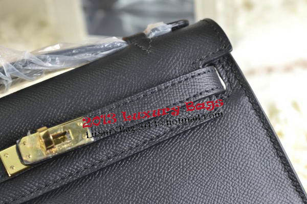Hermes MINI Kelly 22cm Tote Bag Calfskin Leather Black
