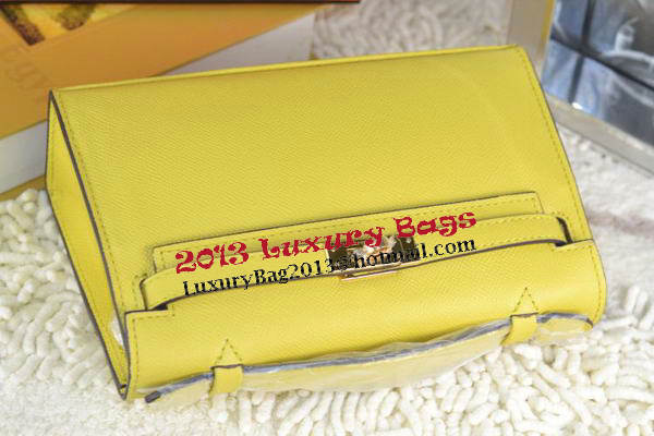 Hermes MINI Kelly 22cm Tote Bag Calfskin Leather Lemon