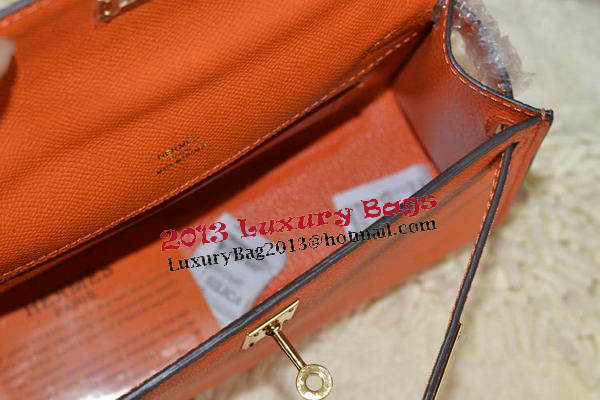 Hermes MINI Kelly 22cm Tote Bag Calfskin Leather Orange