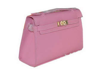 Hermes MINI Kelly 22cm Tote Bag Calfskin Leather Pink