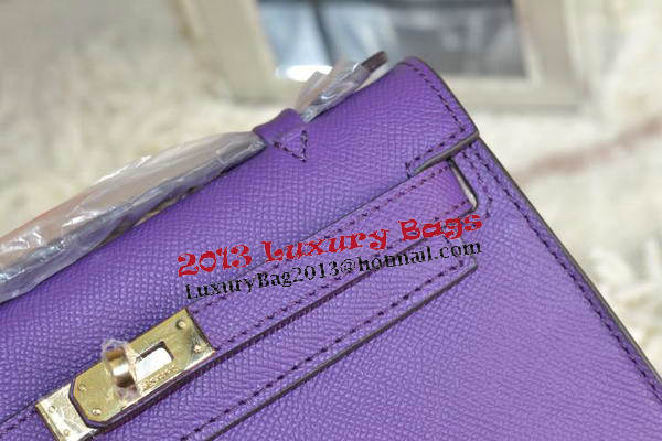 Hermes MINI Kelly 22cm Tote Bag Calfskin Leather Purple